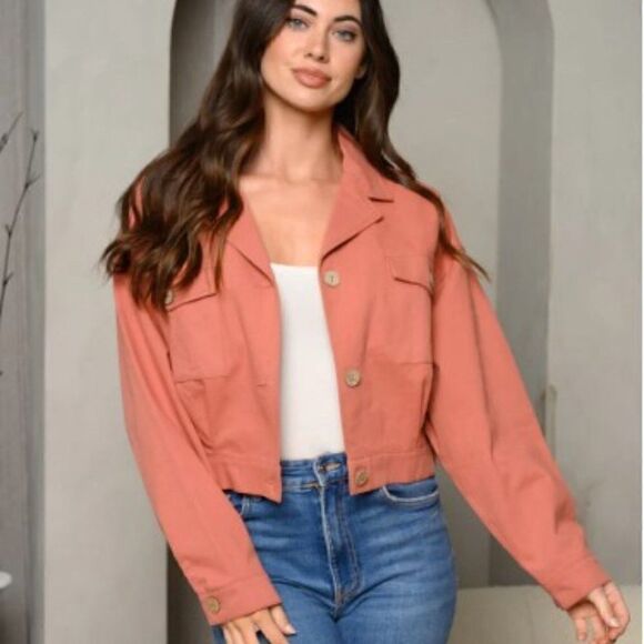 Long Sleeve Denim Button Up Jacket - Picture 1 of 3